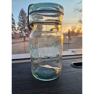 Antique Rare Fruit Pt Jar Trademark Lightning Putnam Base 752 rb 1489